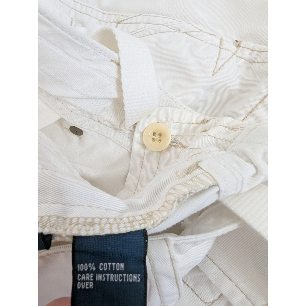 Vintage Polo Ralph Lauren Mens Cargo Shorts White Cotton Size 42 Drawstring - Picture 13 of 14